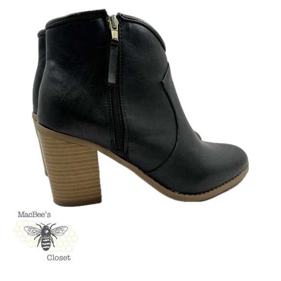 Maurices Black Vegan Leather Western Style Cowgirl Boots Black 9.5 in Womens - Picture 9 of 16